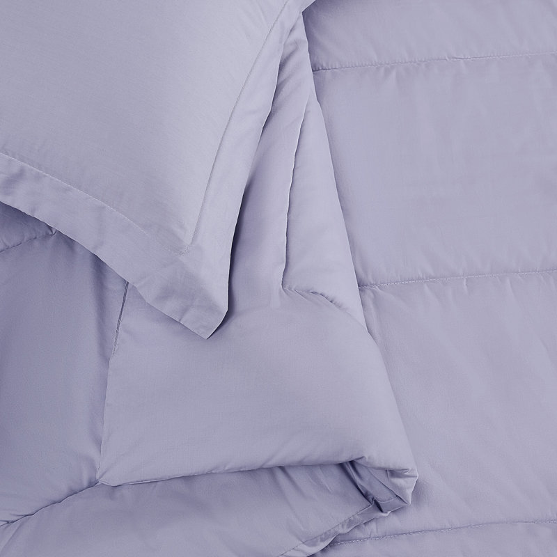 Brooklyn Loom Solid Cotton Percale Comforter Set, Full/Queen + 2 Standard Shams, Lavender