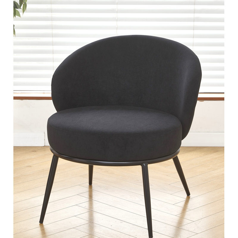 Velvet upholstery metal leg accent chair, Black Velvet