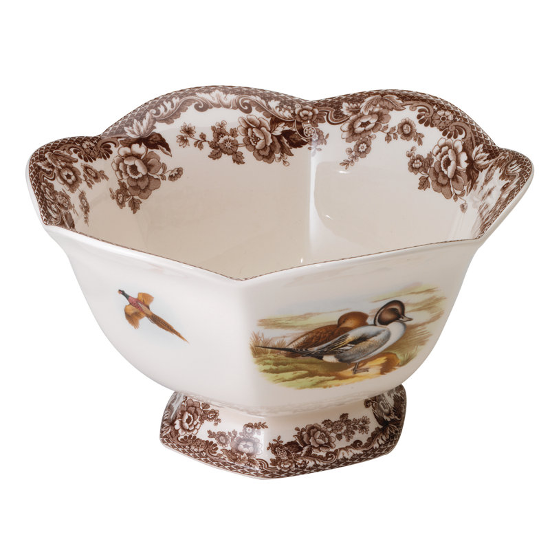 Spode Woodland Hexagonal Footed Bowl 8.5"