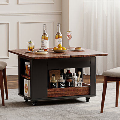 Table basse multifonctionnelle avec plateau pliable et roulettes