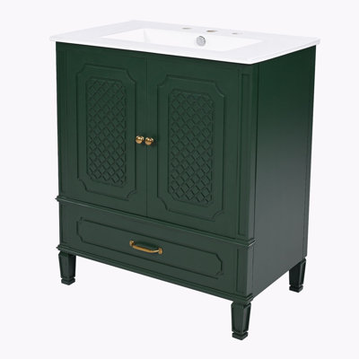 Meuble-lavabo de rangement avec lavabo en céramique