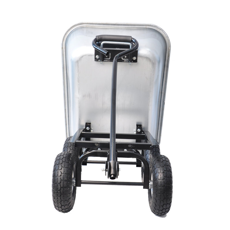 Chariot de jardin à double roue de 4 pi³ avec une capacité de 600 lb et un système de basculement rapide, white