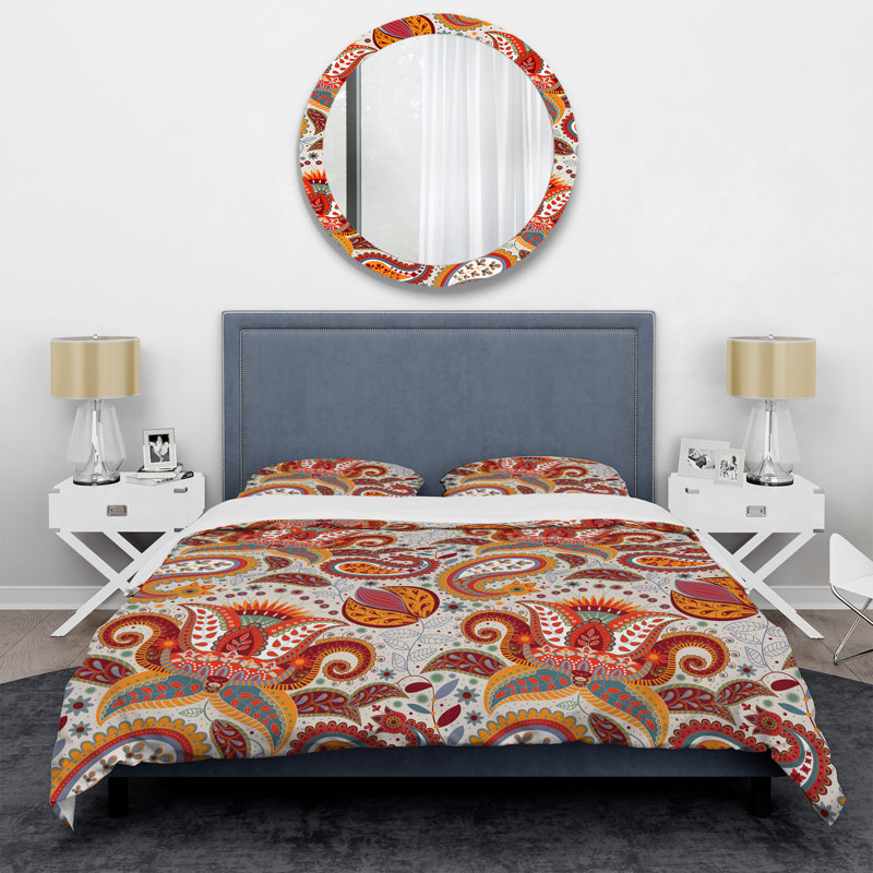 Cachemire floral multicolore - ensemble de housse de couette abstrait - microfibre de polyester