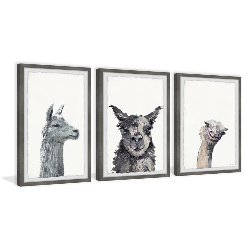 Ensemble de 3 reproductions d’art encadrées pour les meilleurs amis farm Hulda, H 12 po x l 8 po x P 1,5 po