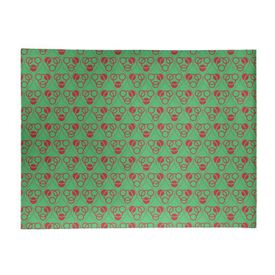 Tapis de zone rouge/vert fait main géométrique
