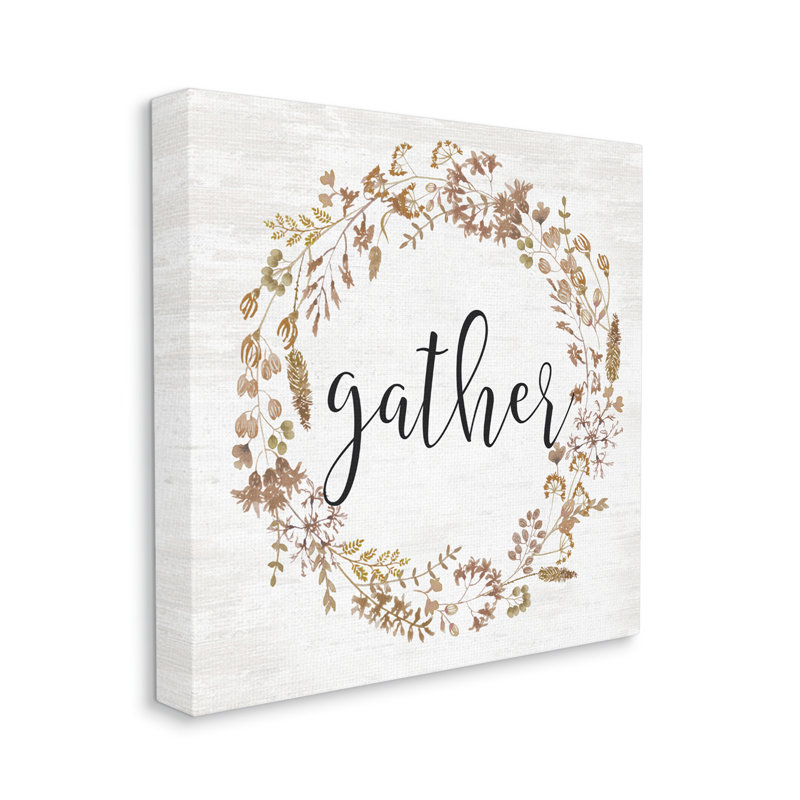 Rustic Gather Script, Toile tendue, H 17 po x l 17 po x P 1,5 po