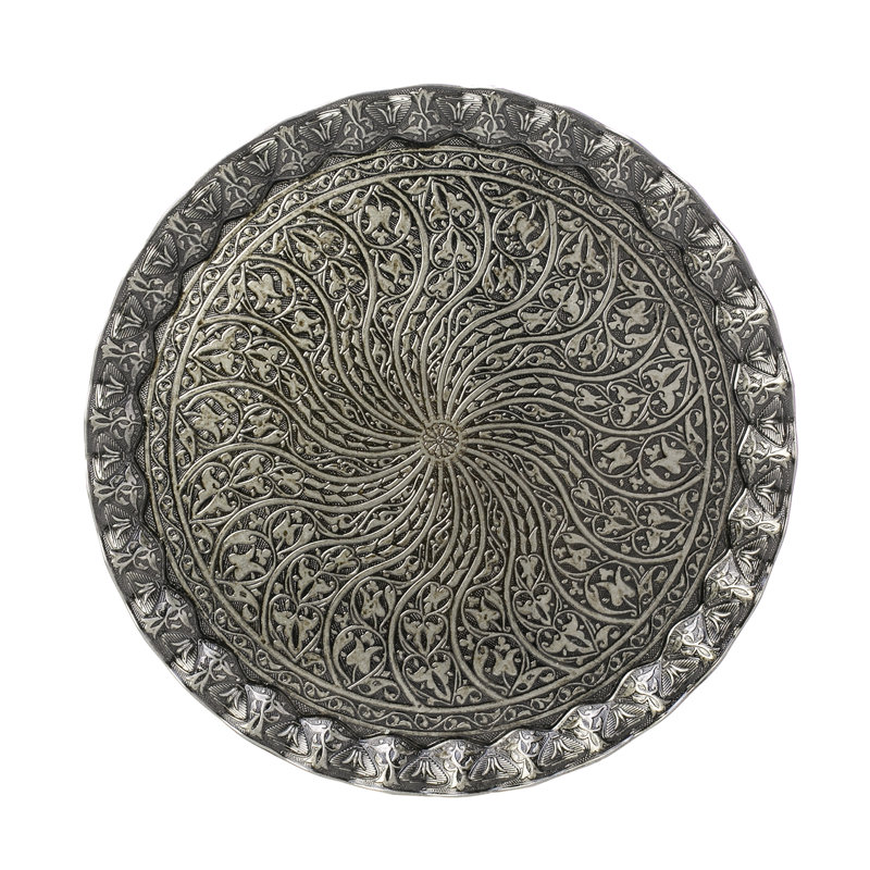 Plateau de service à café et à thé, design rétro et élégant (argent antique), Argent antique