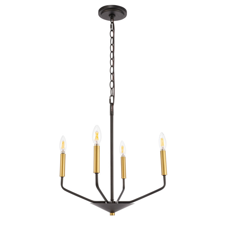 Venice 4 - Light Dimmable Classic / Traditional Chandelier, Black/Brass