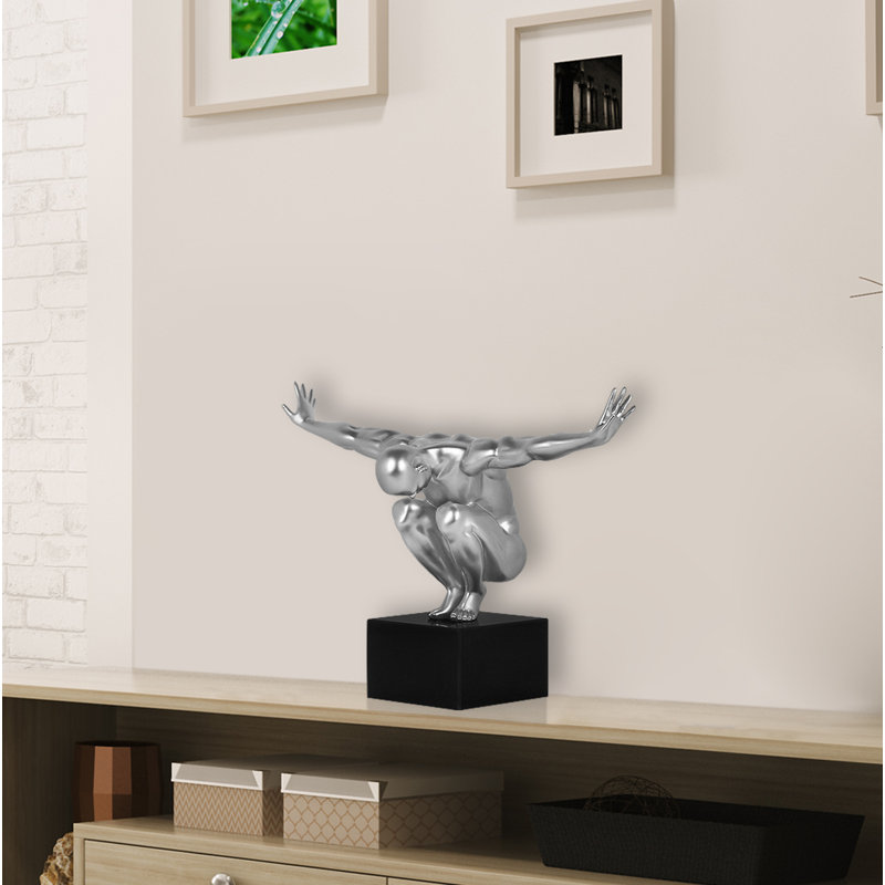 People Statue, 59cm H x 80cm W x 31cm D, Silver