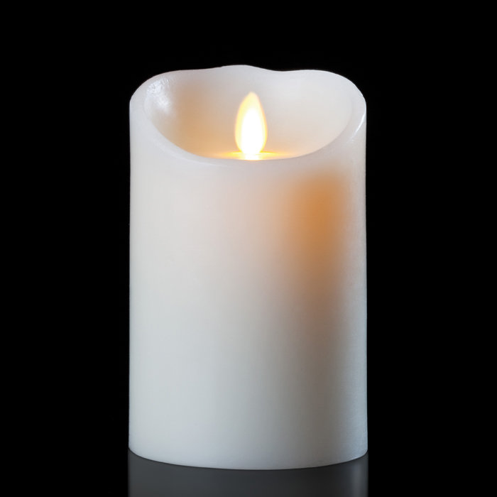 Bougie pilier sans flamme ivoire scintillante à piles parfumée vanille, H 5 po x l 3,5 po x P 3,5 po