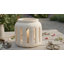 Lanterne décorative ronde ouragan avec lattes verticales ouvertes - Porte-bougie décorative moderne pour table et décoration inspirée - 8 po, blanc