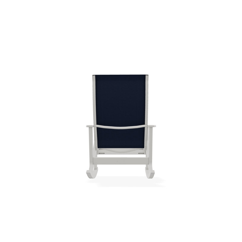Wexler Polymer Outdoor Lounge Chair, Snow, Navy 13D Sunbrella®