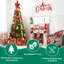 Arbre de Noël 7,5 pi avec 200 lumières blanches chaudes, 80 décorations festives, thème rouge et or, installation rapide pour les petits espaces dans les bureaux, dortoirs d'assemblage