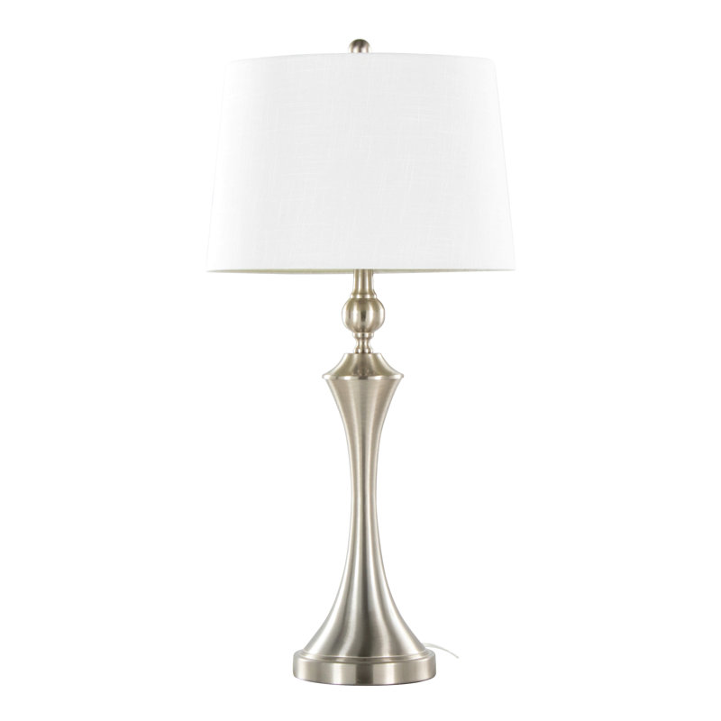 Flint 30" Contemporary Metal Table Lamp With Textured Slub Linen Shade And Built-In Usb Port From Grandview Gallery - Set Of 2