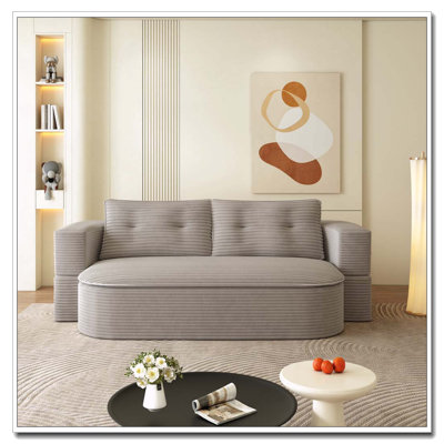 78.7" Modern 2-in-1 Foldable Sofa with Functional Blanket and 2 Soft Pillows