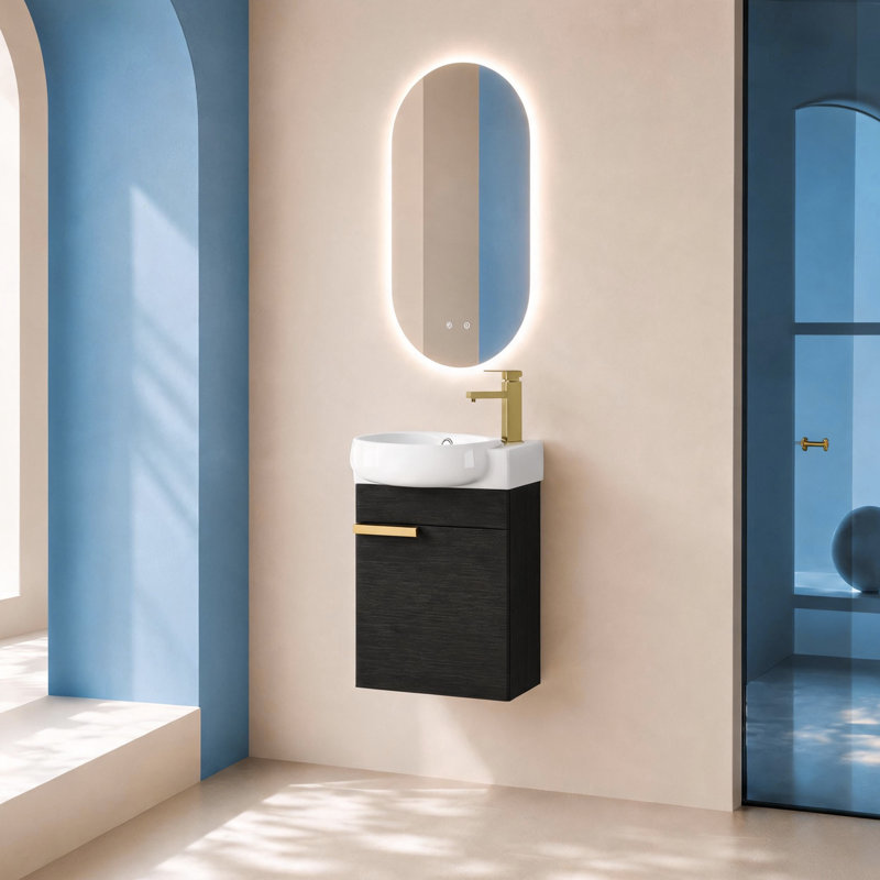 Meuble-lavabo flottant 16 "Bend (RTA) Bend, Noir