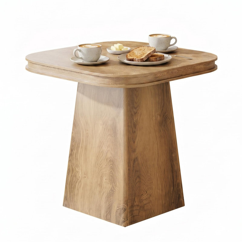 31.5'' Square Dining Table For 2-4, Farmhouse Wood Kitchen Table With Pedestal Base For Dining Room, Small Spaces