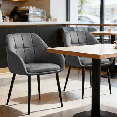 Modern Dining Chairs Suede With Thickened Seat Cushion and Cross-Hatch Pattern Design