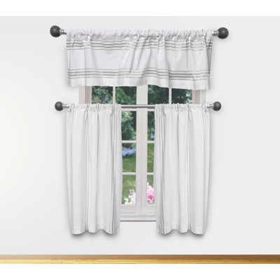 Alagan Cotton Striped Tailored Kitchen Curtain