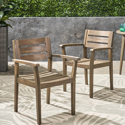 2 chaises de salle à manger, bois, gris Convient à la cour, au bord de la piscine, au jardin. Fabrication, siège à lattes, support de 350 lb,