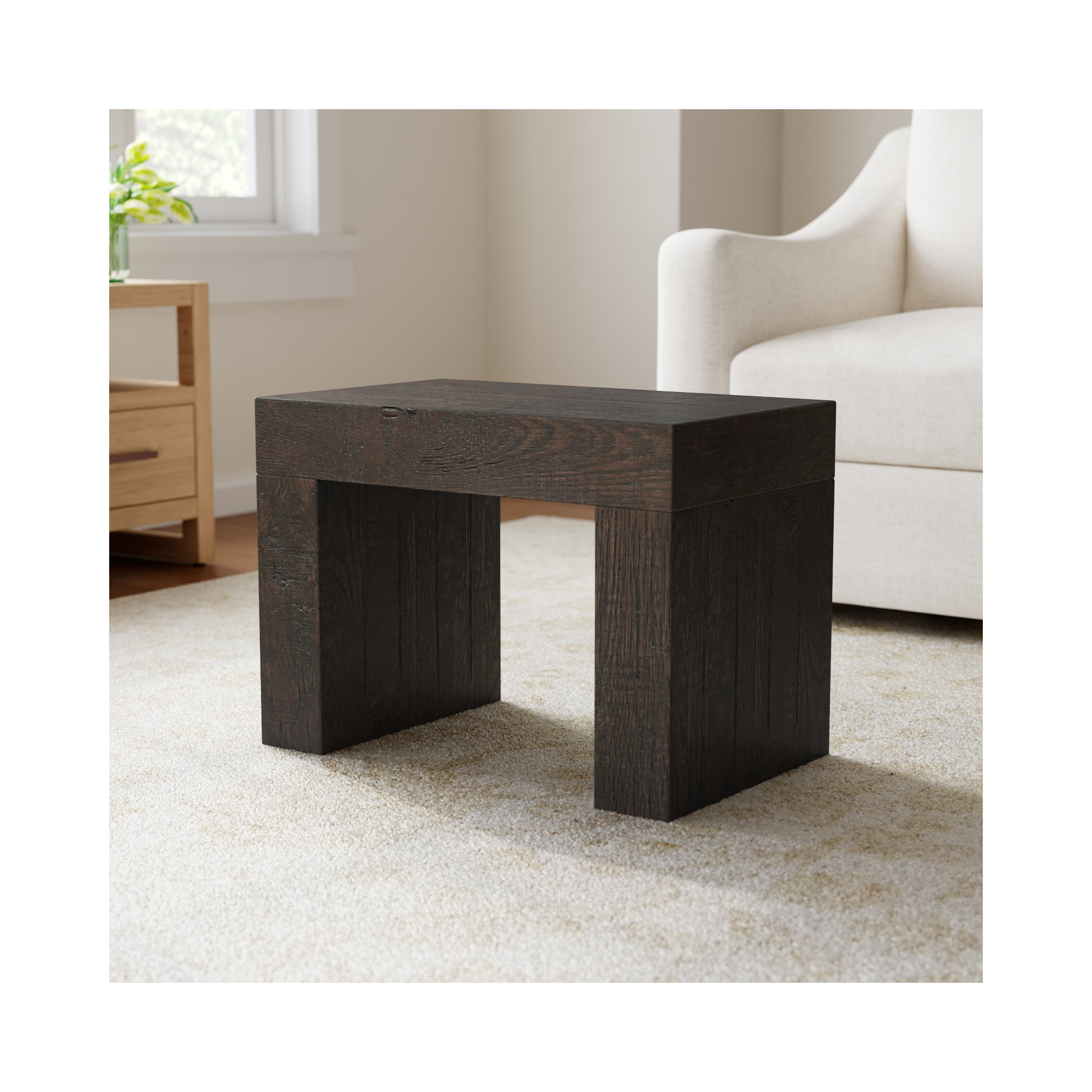 Adams Reclaimed Wood Stool, Brown