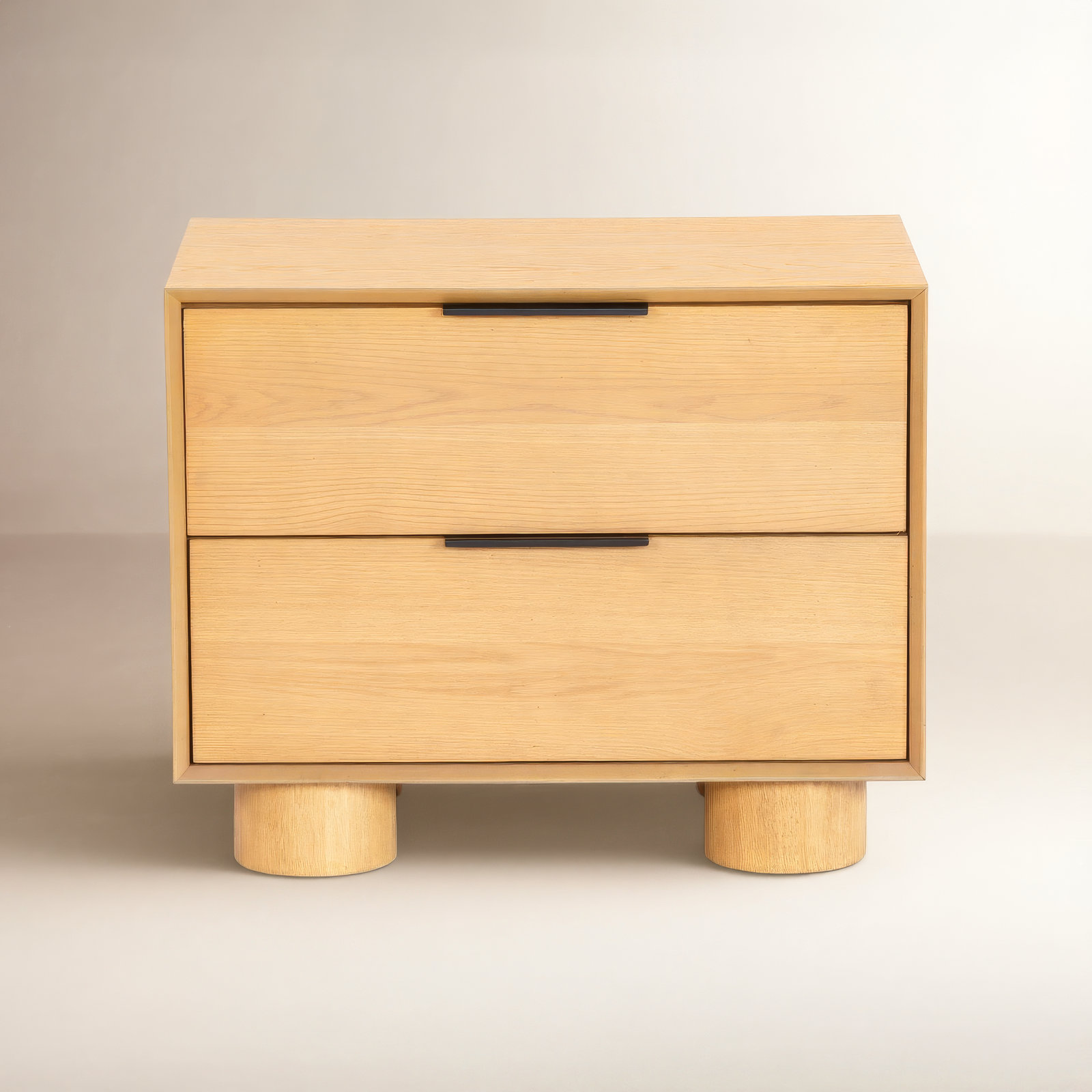 Vanora Wood 2 Drawer Nightstand, Natural