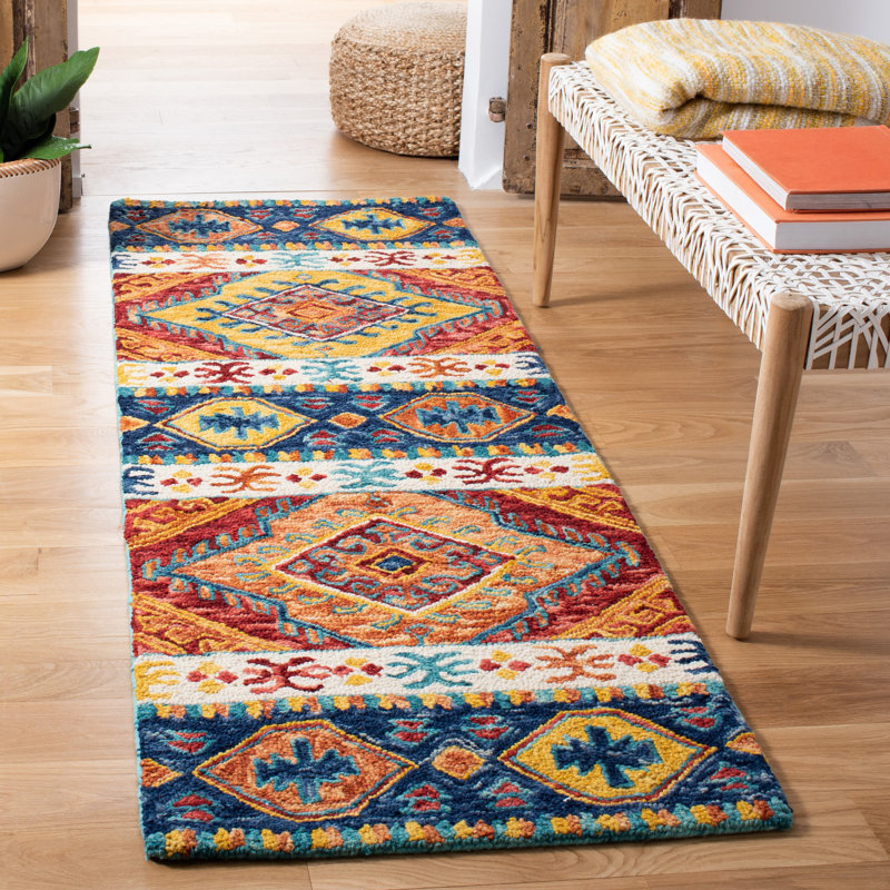 Vahakn Hand Tufted Wool Southwestern Rug, Runner 2'3" x 11'
