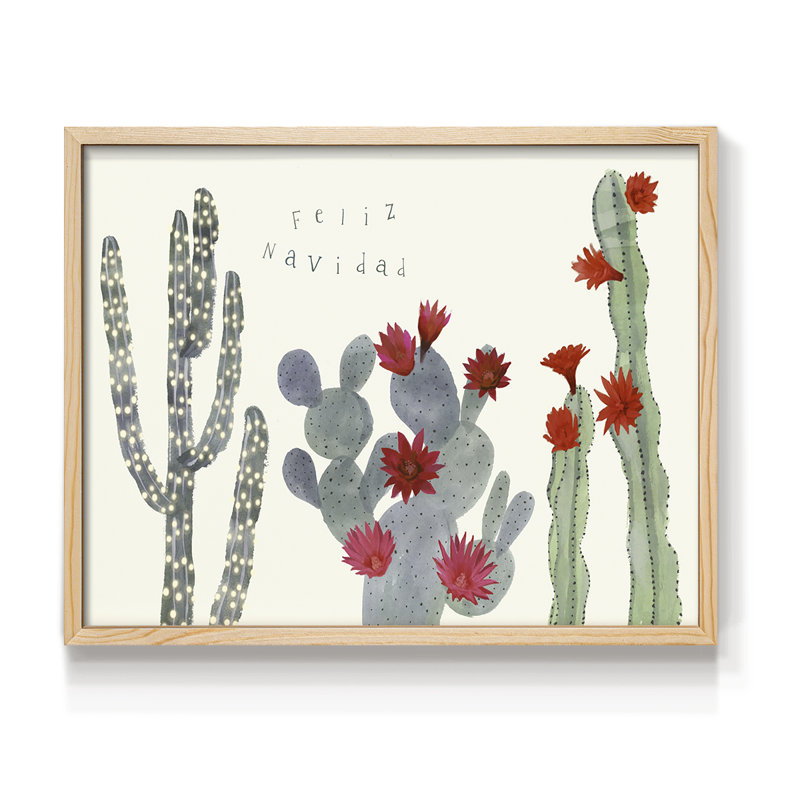 Flowering Christmas Cactus Collection A -Framed Print - Restickable, H 8 po x l 10 po, Naturel