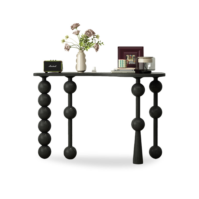 Black Solid Wood Rectangular Shape Console Table, 33.46” H x 55.12” W x 13.78” D