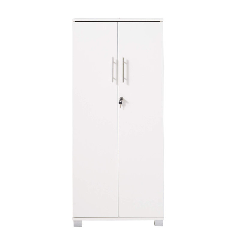 Fonte Storage Cabinet with Lock, 2 Door 2 Shelf Storage Cupboard File Cabinet, White