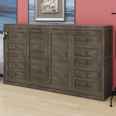 Grand lit escamotable, armoire murale avec lumière DEL, lit pliant peu encombrant, armoire murale dissimulée