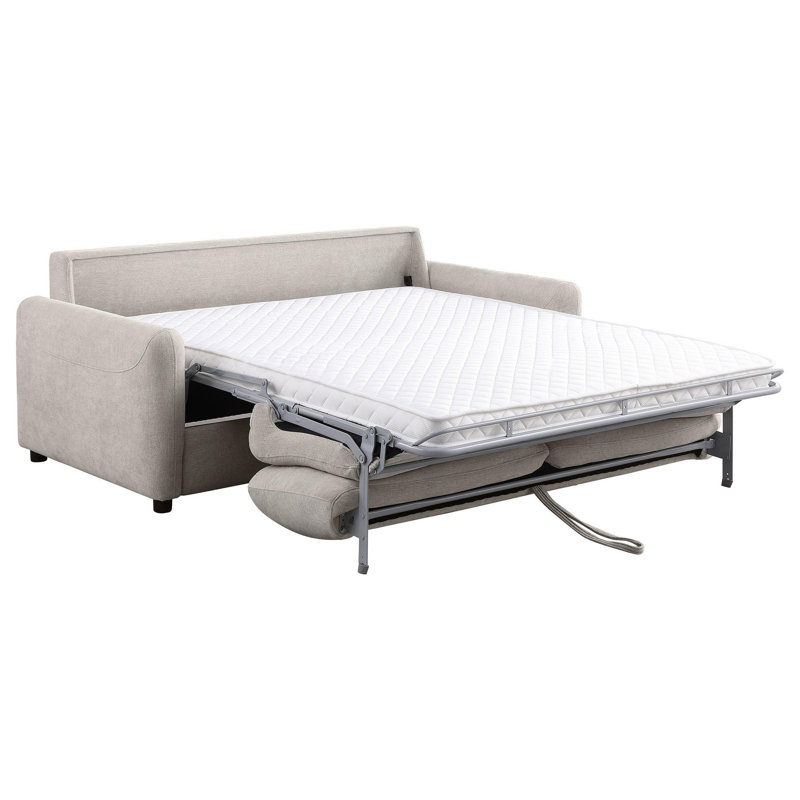 Emiel Upholstered Sofa Sleeper With Queen Mattress, Beige Fabric Incorrect