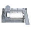 Lit superposé Twintwin avec glissade, 2 tiroirs gris, 3 tablettes et une glissoire. Structure en pin stable. Pour plus de 6 ans. Aucun matelas fourni-1902392956-1902392959