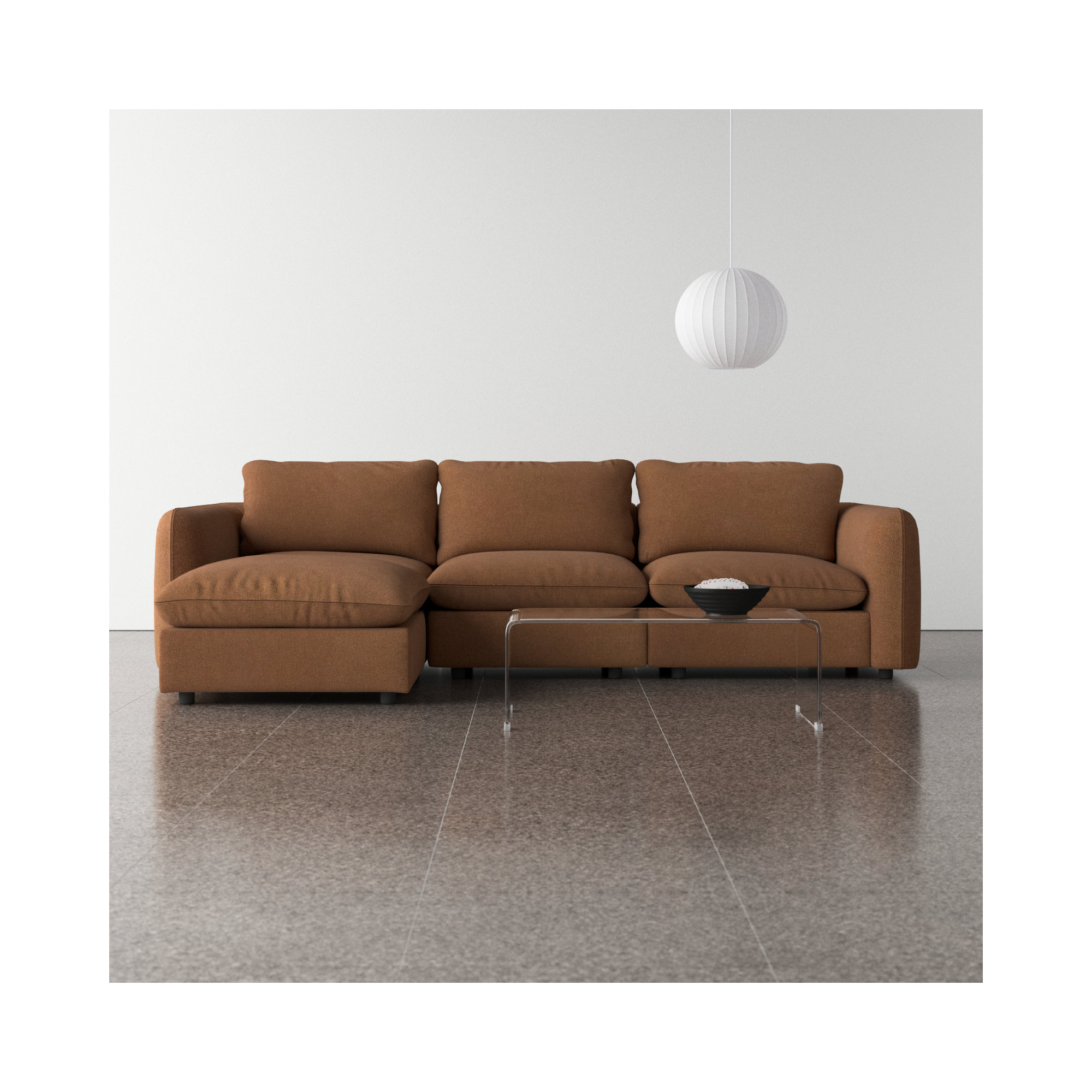 Margorie Upholstered Reversible Chaise L-Sectional, Antwerp Cafe Linen Blend