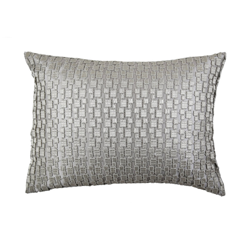 Metallic Mosaic Silk Pillow Cover & Insert, Rectangle 12"H x 16"W, Platinum Silver