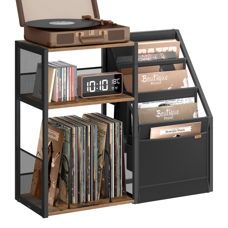 Borough Wharf Record Player Stand, 3-Tier Side Table, Vinyl Record Storage Up To 140 Albums, End Table For Living Room, Bedroom | Wayfair.co.uk