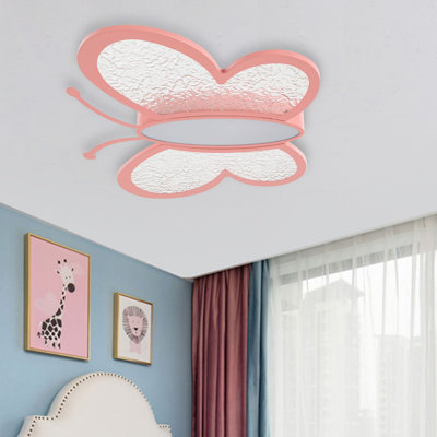 Aliviana 20" 1 - Light Pink/White Butterfly Acrylic Dimmable LED Flush Mount with Remote Control