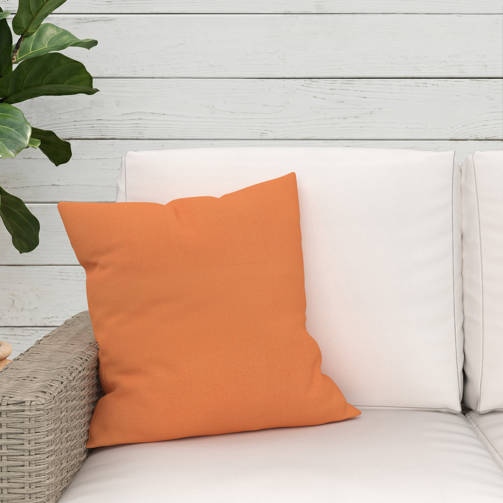 Indoor/Outdoor Throw Pillow, Square 18", Canvas Tangerine Sunbrella® Canvas