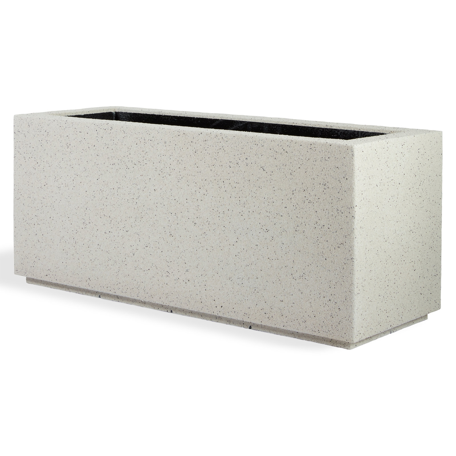 Gita Planter Box, White Granite, 19" H x 46" W x 17" D