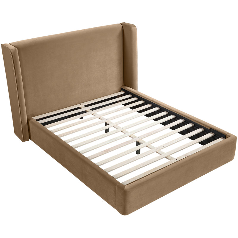 Lit tapissier Kendall Wanaque, Velours beige, Double