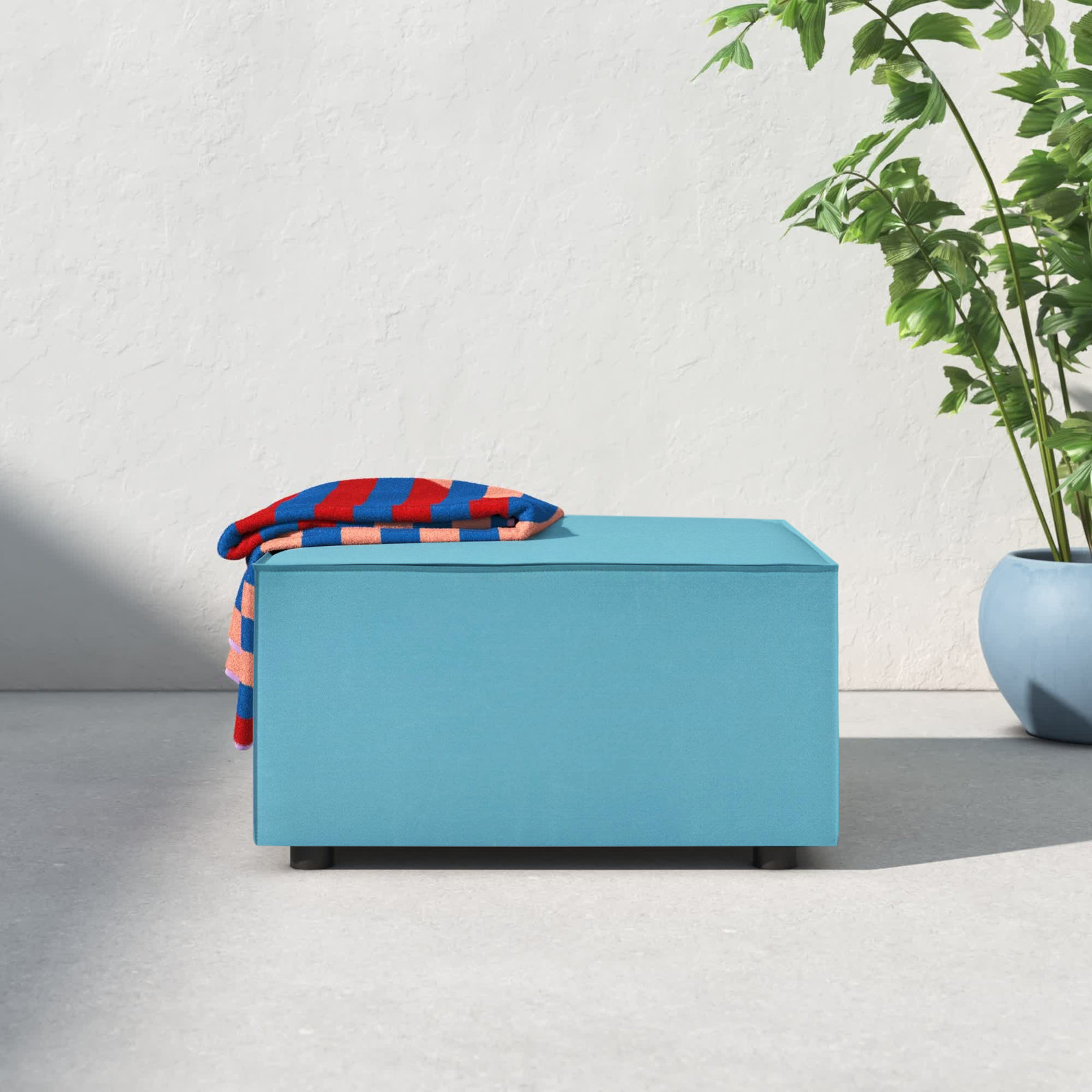 Saybrook Outdoor Patio Upholstered Sectional Sofa Ottoman, Turquoise
