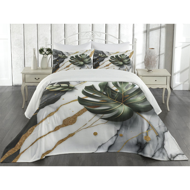 Polyester Floral Coverlet, King Coverlet + 2 Standard Shams
