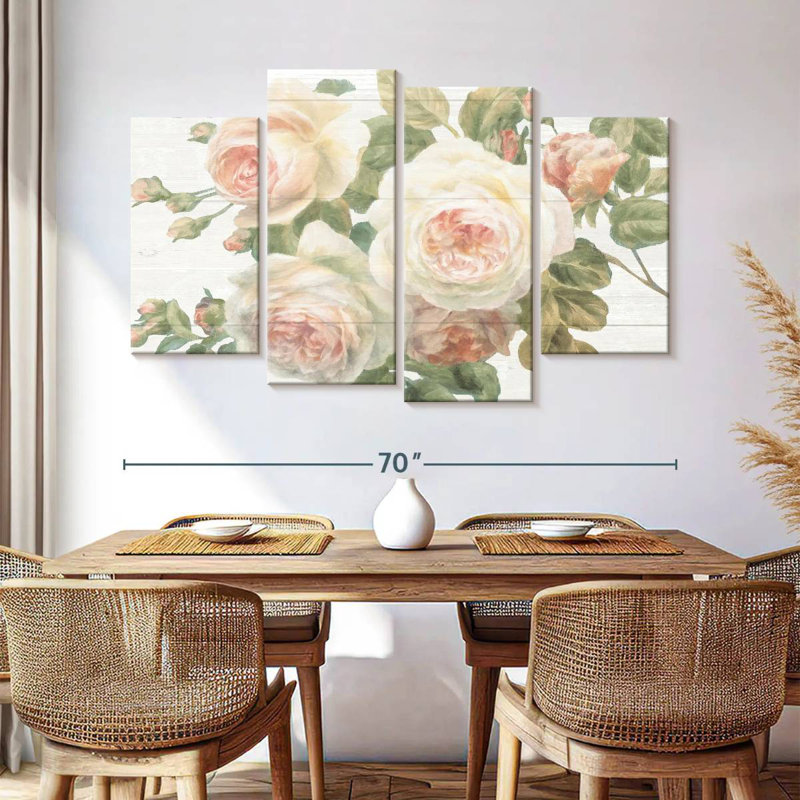 Harnek Vintage Roses - blanc, H 42 po x l 68 po