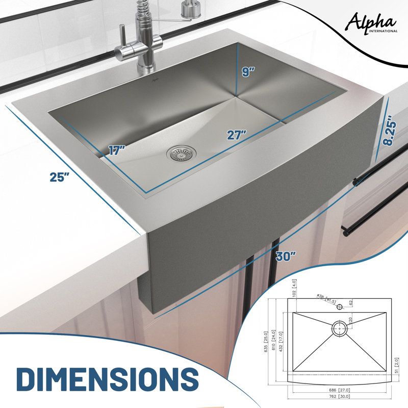 Top Mount Apron Front 30" Farmhouse/Apron Kitchen Sink