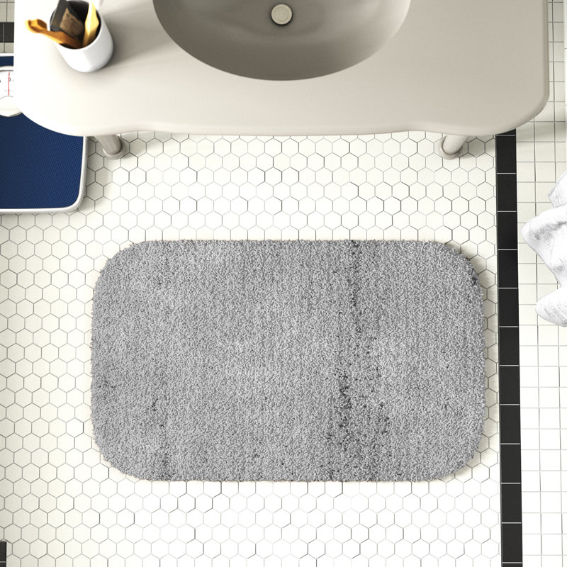 Tapis de bain antidérapant en nylon doux Mccluney, Gris platine, L 30 po x L 50 po