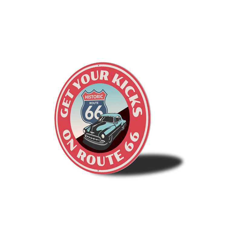 Panneau «Get Your Kicks On» sur la Route 66, H 18 po x l 18 po x P 0,06 po