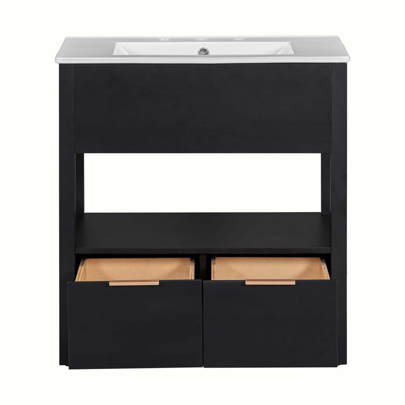 Meuble-lavabo 30 po avec comptoir d'évier, Noir