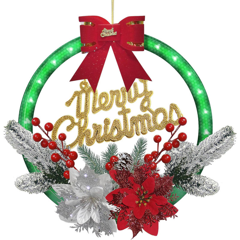 Faux Lighted Pinecones 12'' Wreath