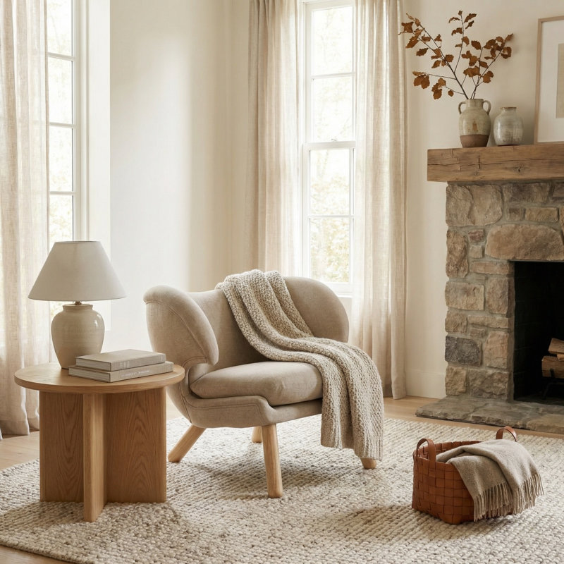 Valerie Barrel Chair, Parchment, Natural