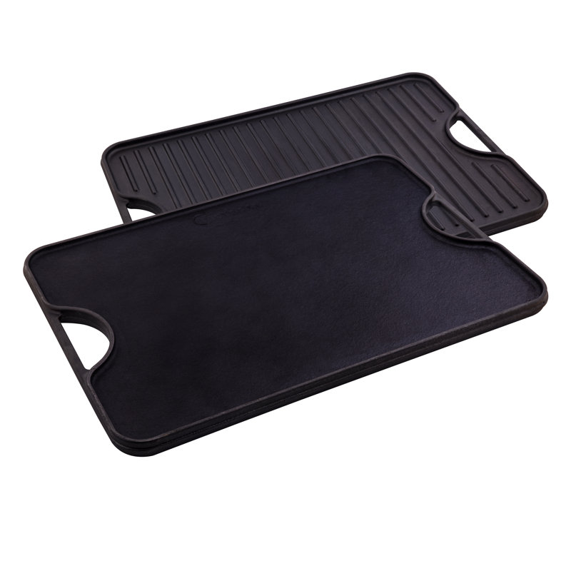 Large Black Cast Iron Reversible Griddle with Handles